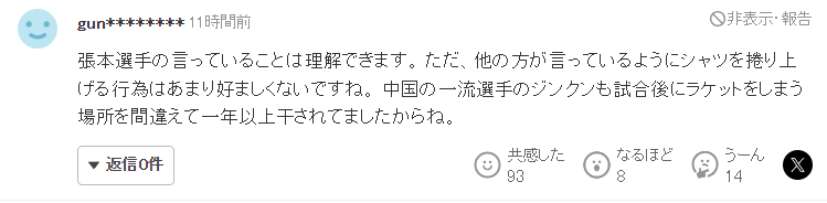 ws, 对方在先, 张本太得意
